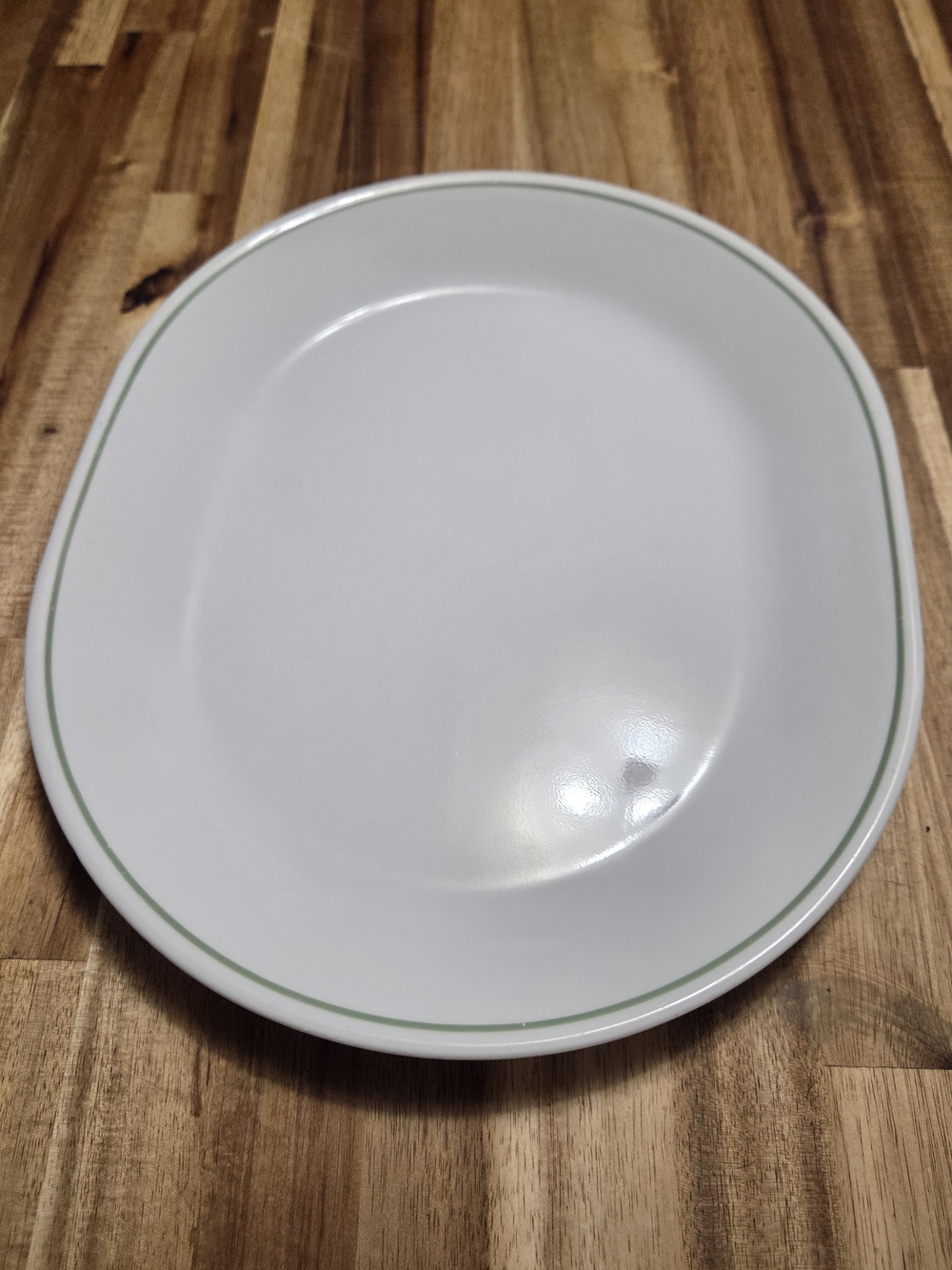 Corelle By Corning White Serving Plate Platter with Thin Green Band